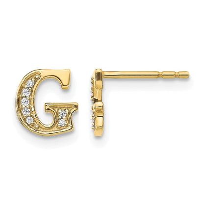 14K Gelbgold Ohrringe mit echtem Diamant-Buchstaben "G"