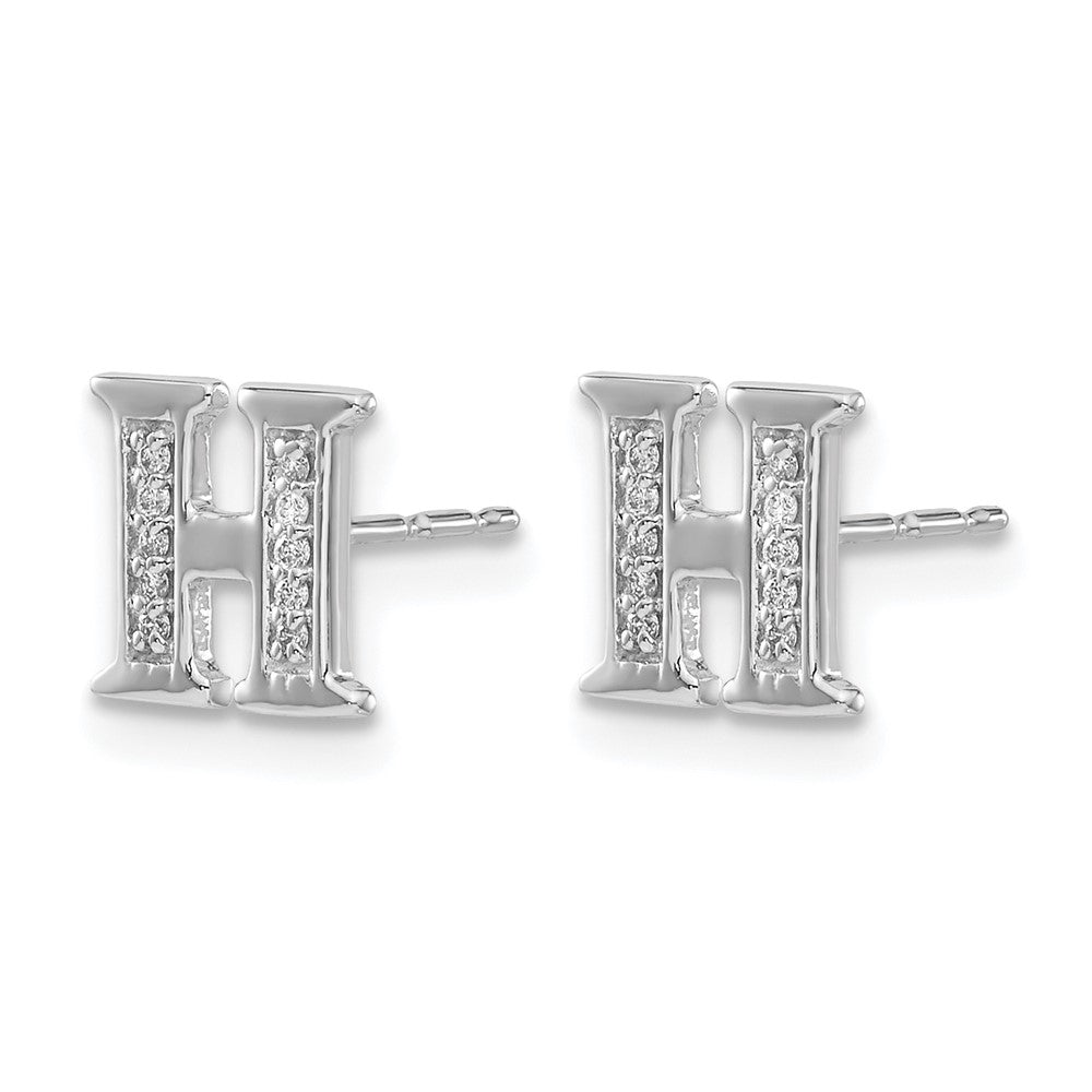 14K Weißgold Ohrringe mit echten Diamanten, Initiale H