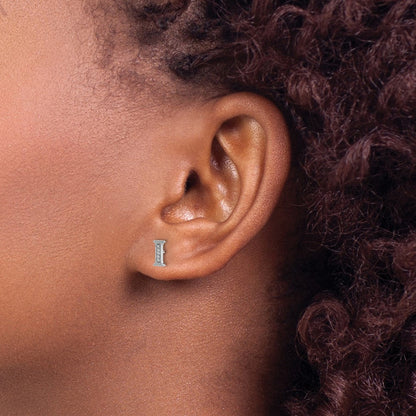 14K Weißgold Ohrringe mit echten Diamanten, Initiale "I"