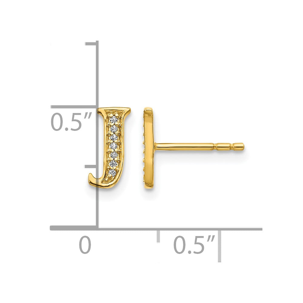 14K Gelbgold Ohrringe mit echten Diamanten, Initiale „J"
