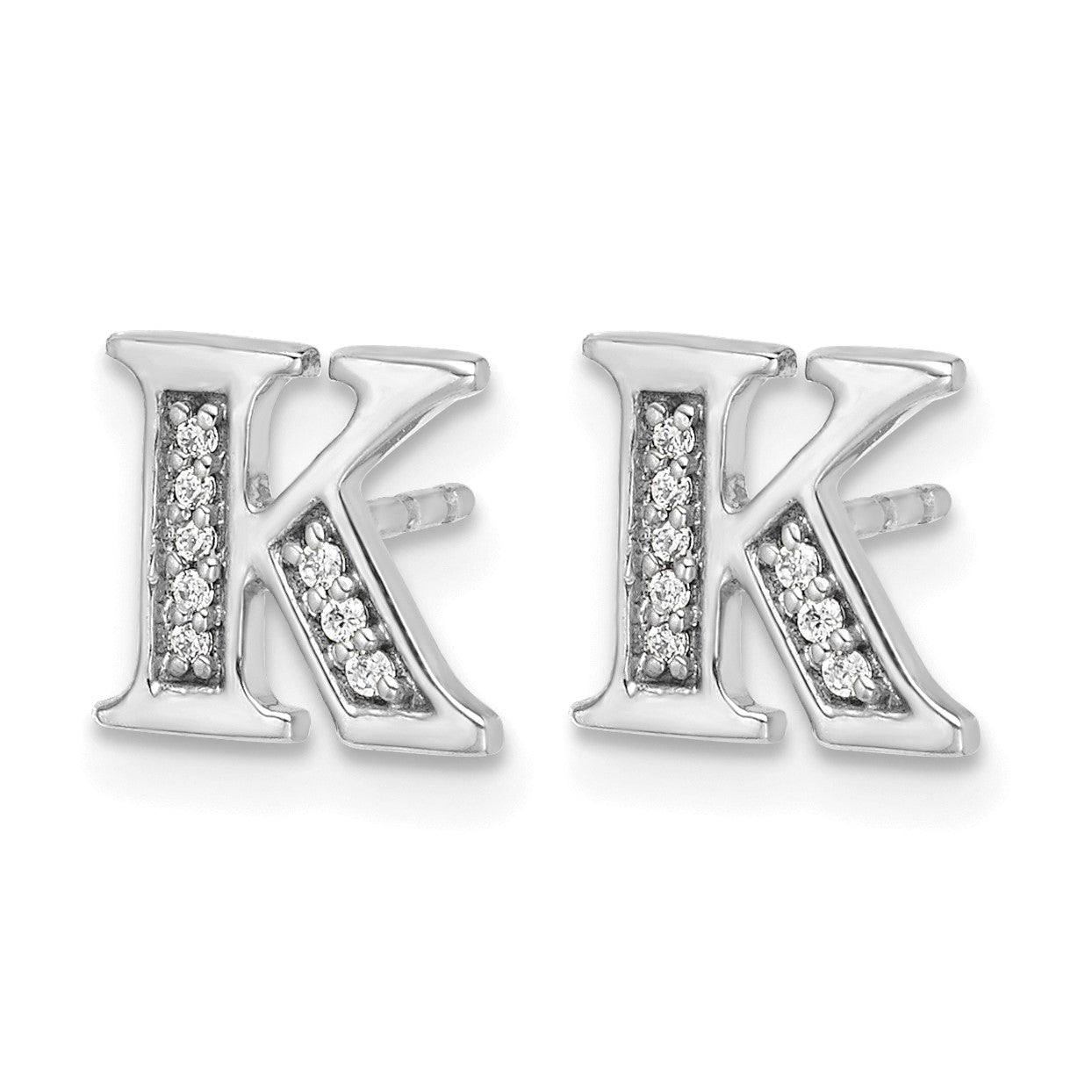 14K Weißgold Ohrringe mit echtem Diamant-Buchstaben K