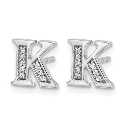 14K Weißgold Ohrringe mit echtem Diamant-Buchstaben K