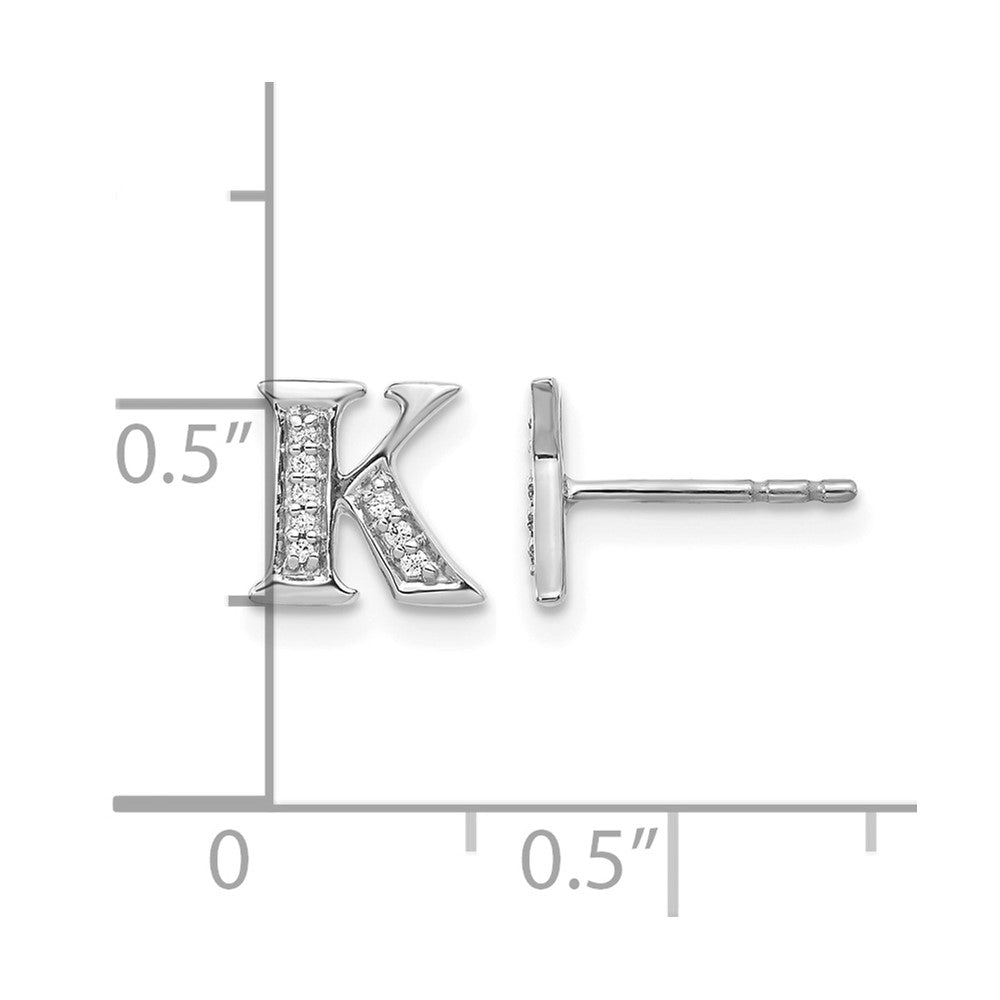 14K Weißgold Ohrringe mit echtem Diamant-Buchstaben K