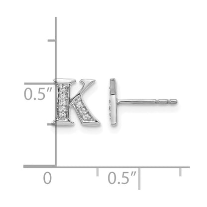 14K Weißgold Ohrringe mit echtem Diamant-Buchstaben K