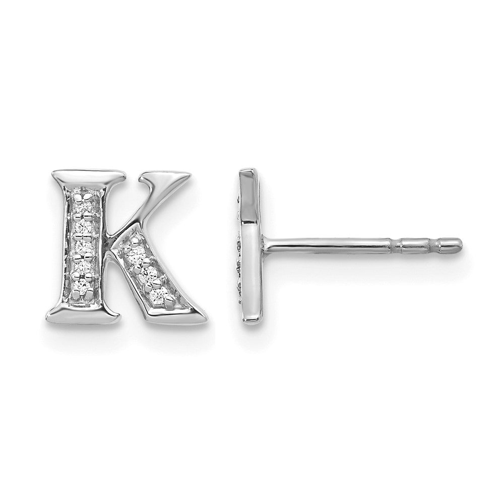 14K Weißgold Ohrringe mit echtem Diamant-Buchstaben K