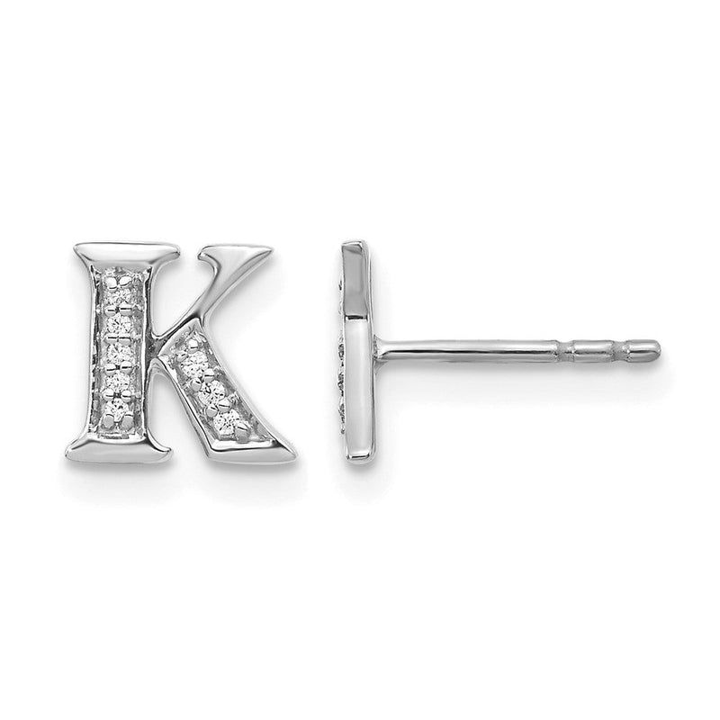 14K Weißgold Ohrringe mit echtem Diamant-Buchstaben K