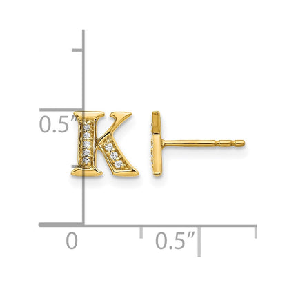 14K Gelbgold Ohrstecker mit echten Diamanten, Buchstabe K