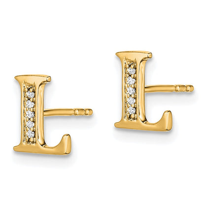 14K Gelbgold Ohrringe mit echten Diamanten, Buchstabe L