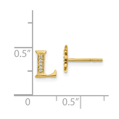 14K Gelbgold Ohrringe mit echten Diamanten, Buchstabe L