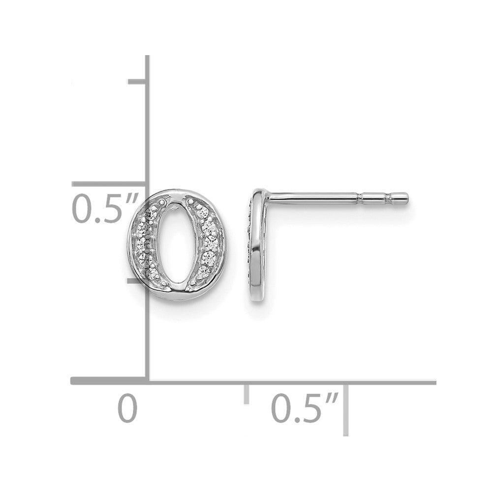 14K Weißgold Echtdiamant Buchstabe-O Ohrringe