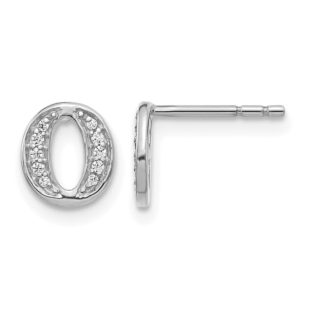 14K Weißgold Echtdiamant Buchstabe-O Ohrringe