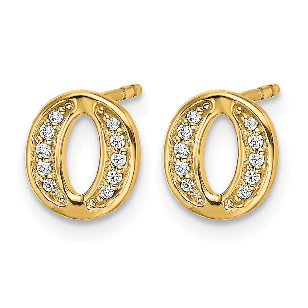 14K Gelbgold Ohrringe mit echten Diamanten, Buchstabe O