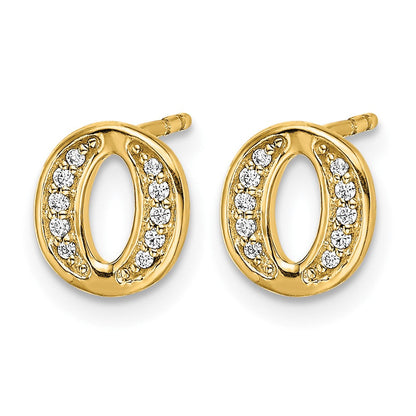 14K Gelbgold Ohrringe mit echten Diamanten, Buchstabe O