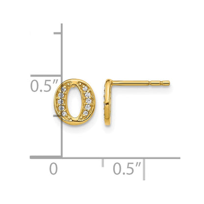 14K Gelbgold Ohrringe mit echten Diamanten, Buchstabe O