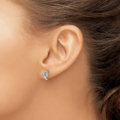 14K Weißgold Ohrringe mit echten Diamanten, Initiale Q