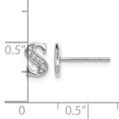 14K Weißgold Diamant-Buchstaben-Ohrringe „S“