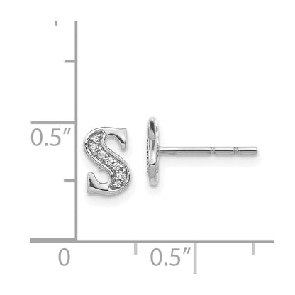 14K Weißgold Diamant-Buchstaben-Ohrringe „S“