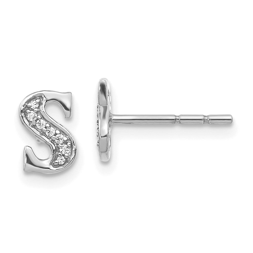 14K Weißgold Diamant-Buchstaben-Ohrringe „S“