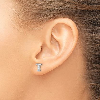 14K Weißgold Ohrringe mit echtem Diamant-Buchstaben „T“