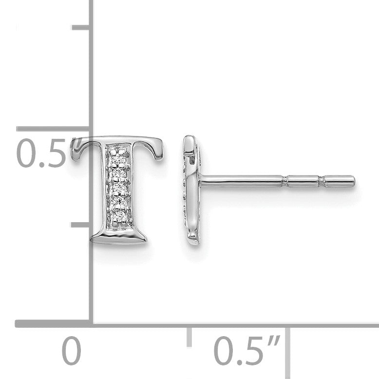 14K Weißgold Ohrringe mit echtem Diamant-Buchstaben „T“