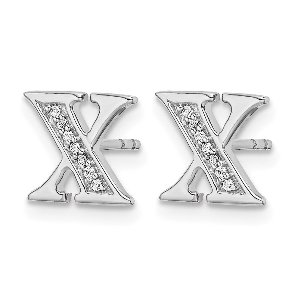 14K Weißgold Diamant-Initiale-X-Ohrringe