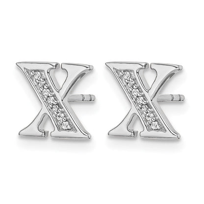 14K Weißgold Diamant-Initiale-X-Ohrringe