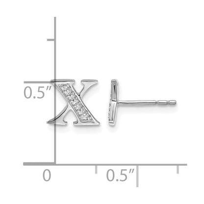14K Weißgold Diamant-Initiale-X-Ohrringe