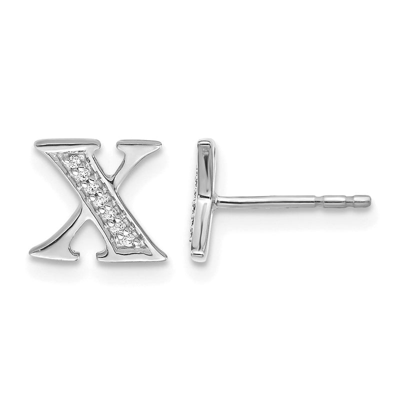 14K Weißgold Diamant-Initiale-X-Ohrringe