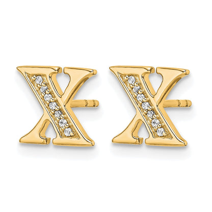 14K Gelbgold Ohrringe mit echtem Diamant-Buchstaben „X“