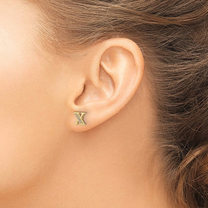14K Gelbgold Ohrringe mit echtem Diamant-Buchstaben „X“