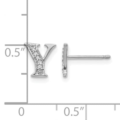 14K Weißgold Ohrringe mit echten Diamanten, Buchstabe Y