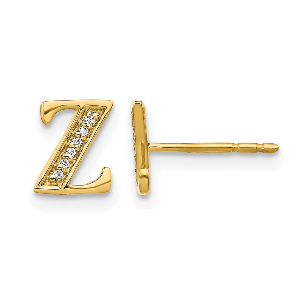 14K Gelbgold Ohrringe mit Initiale „Z" und echten Diamanten