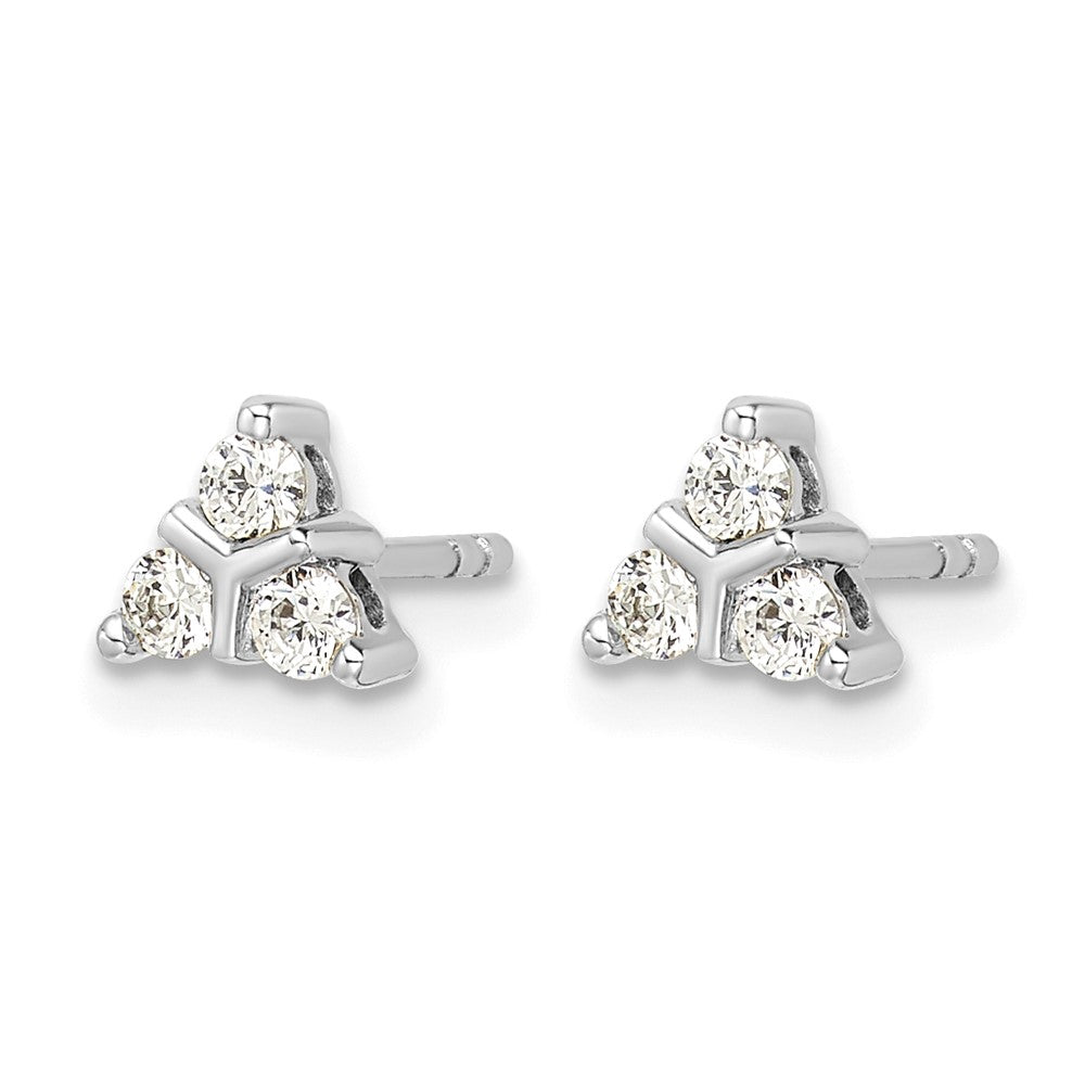 14K Weißgold Ohrringe mit 3 echten Diamanten im Dreieck-Design