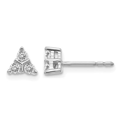 14K Weißgold Ohrringe mit 3 echten Diamanten im Dreieck-Design