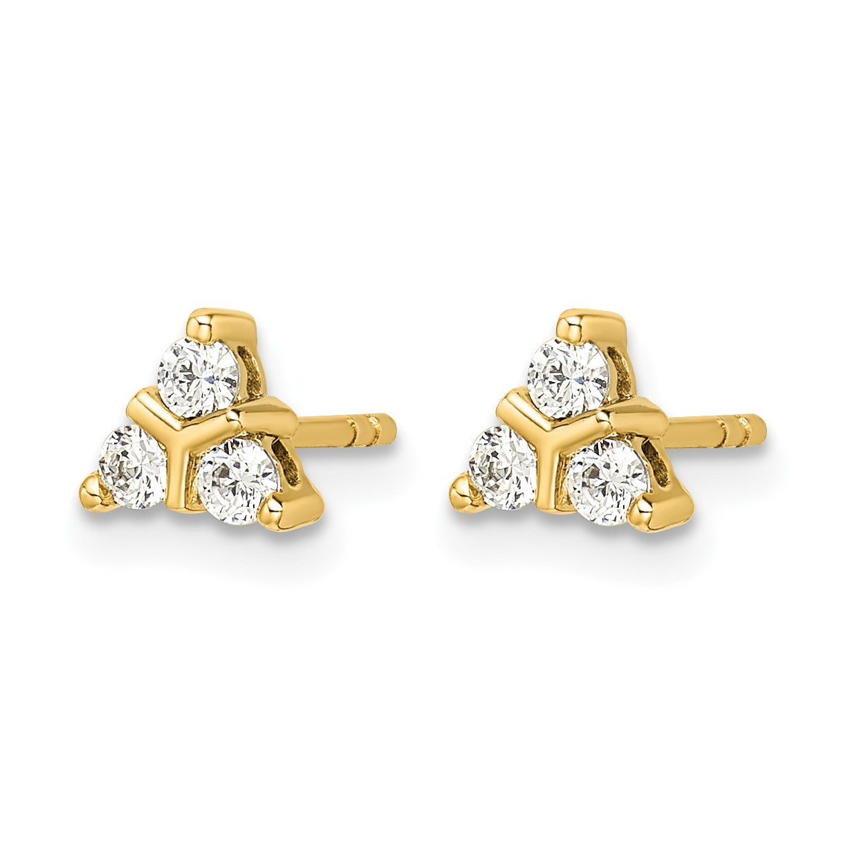 14K Gelbgold 3-Stein Diamant-Dreieck-Ohrringe mit echten Diamanten