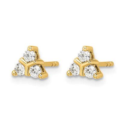 14K Gelbgold 3-Stein Diamant-Dreieck-Ohrringe mit echten Diamanten