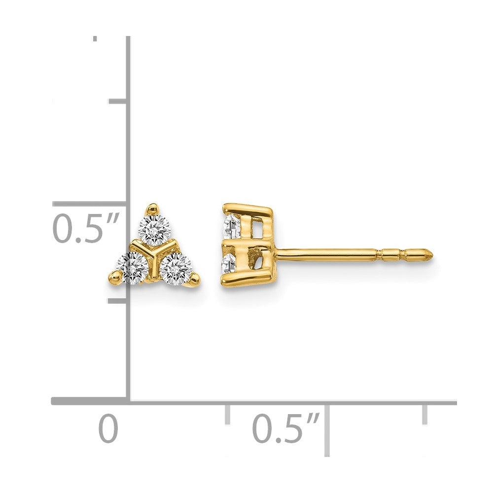14K Gelbgold 3-Stein Diamant-Dreieck-Ohrringe mit echten Diamanten