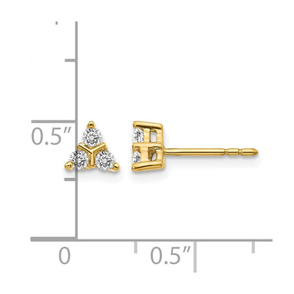 14K Gelbgold 3-Stein Diamant-Dreieck-Ohrringe mit echten Diamanten