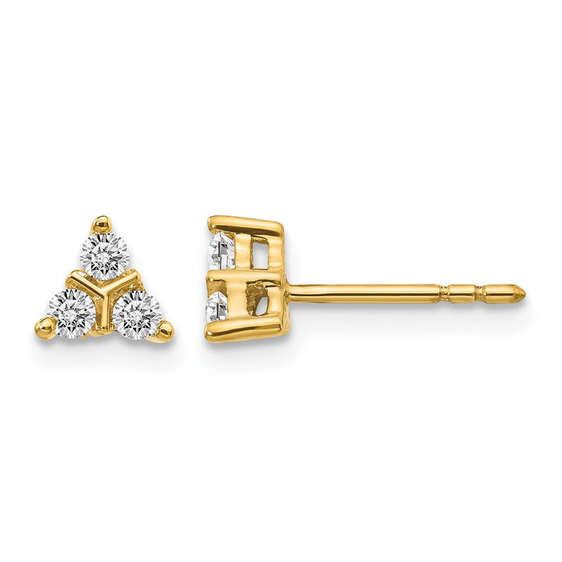 14K Gelbgold 3-Stein Diamant-Dreieck-Ohrringe mit echten Diamanten