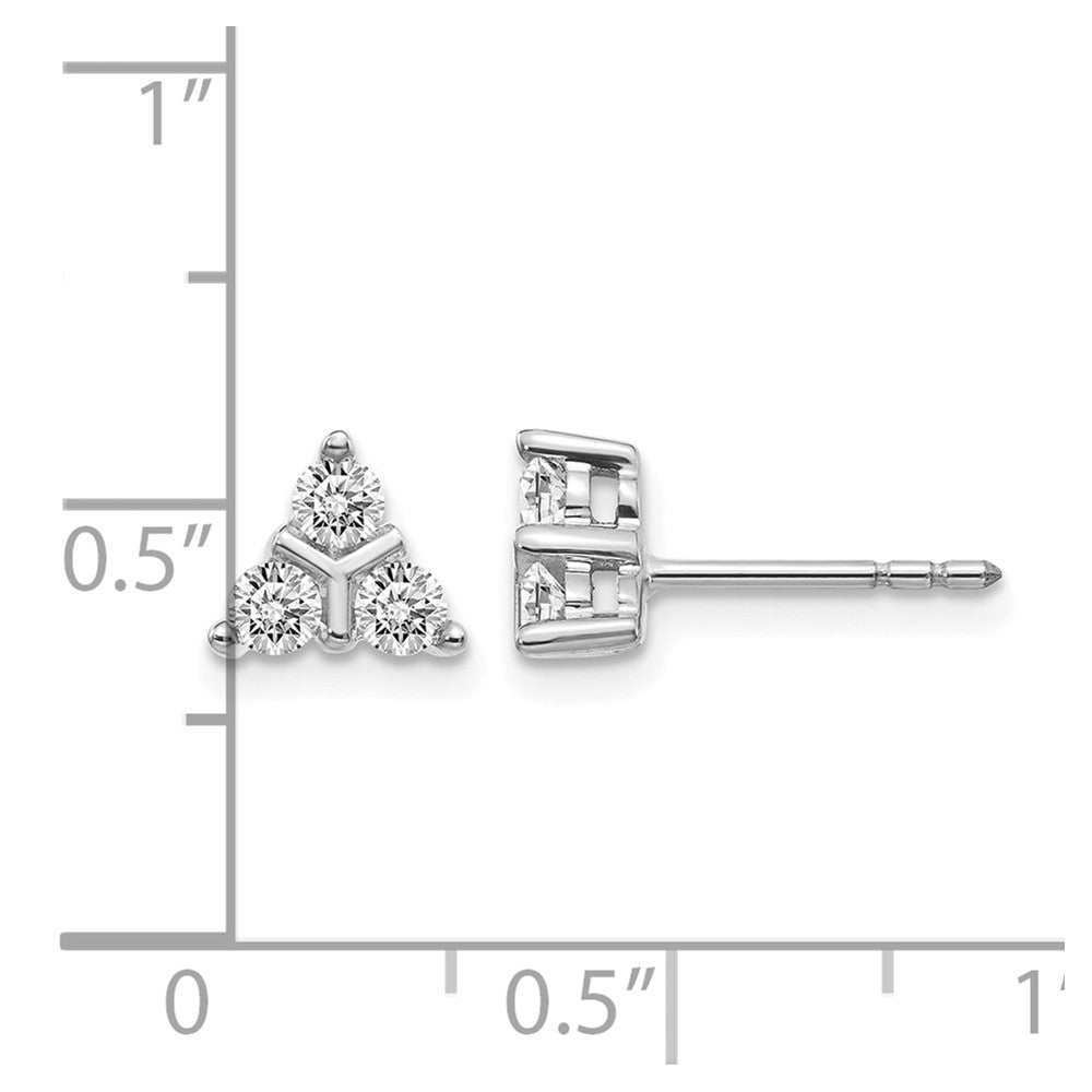 14K Weißgold Ohrringe mit 3-Stein-Diamant-Dreieck (echte Diamanten)