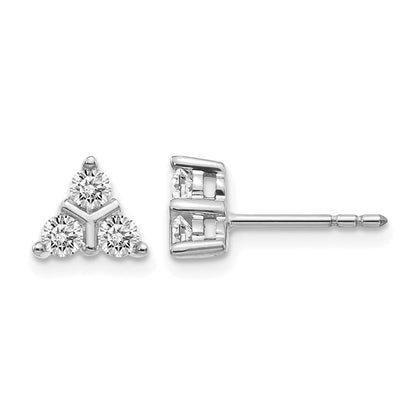 14K Weißgold Ohrringe mit 3-Stein-Diamant-Dreieck (echte Diamanten)