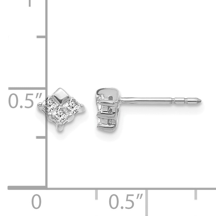14K Weißgold Ohrringe mit echten Diamanten