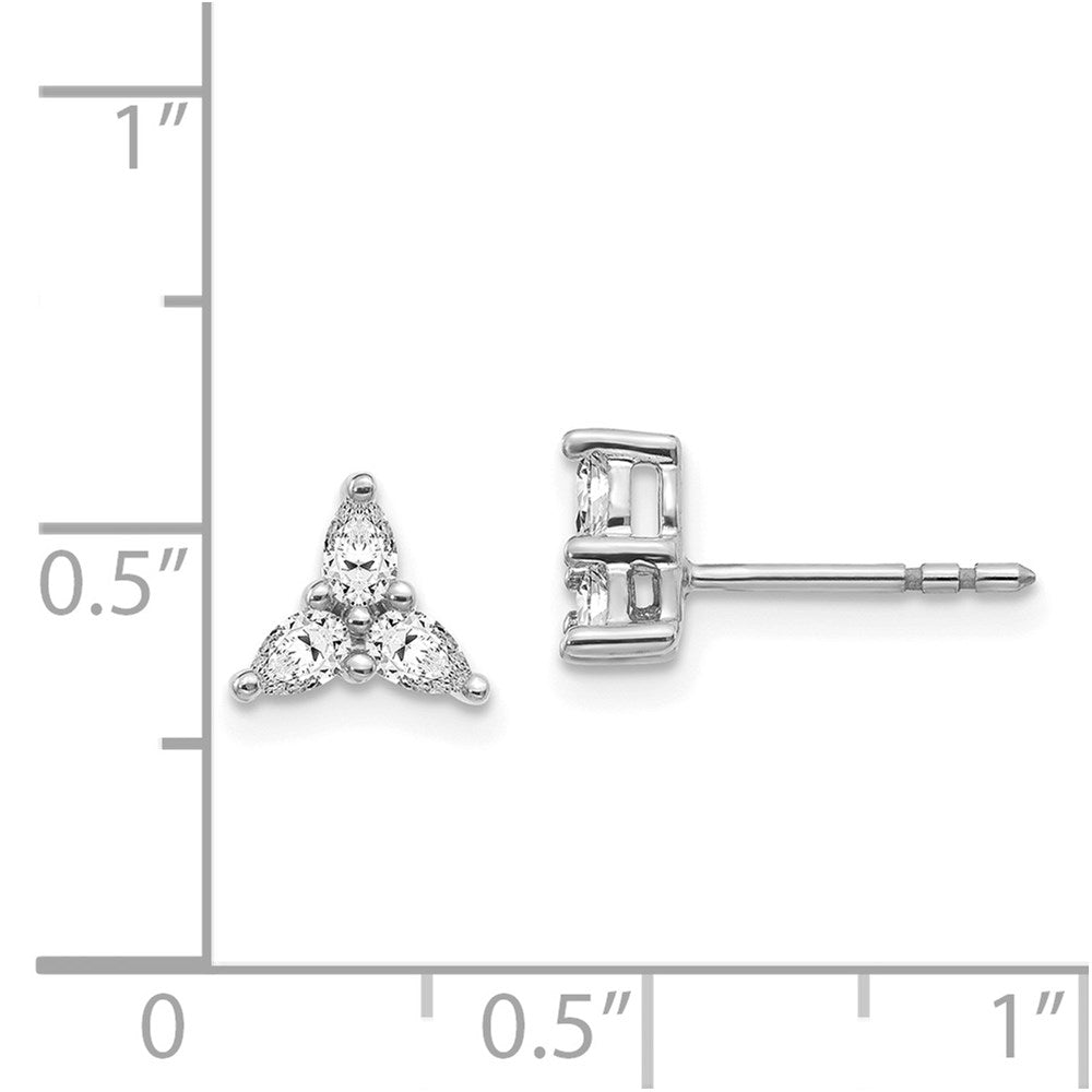 14K Weißgold Diamant-Dreieck-Ohrringe mit 3 Steinen