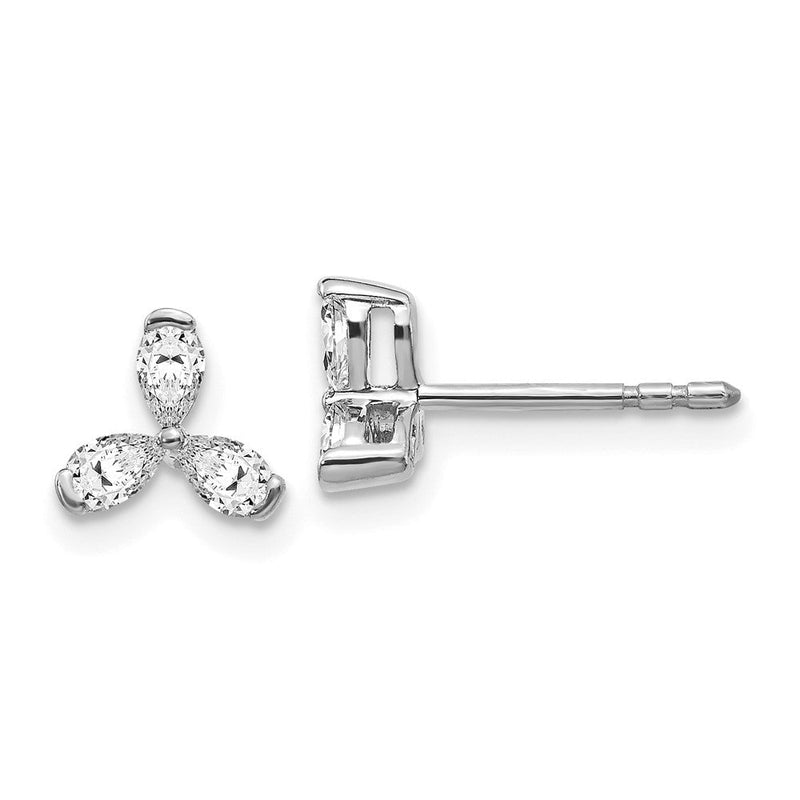 14K Weißgold Ohrringe mit echten Diamanten