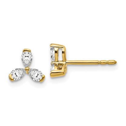 14K Gelbgold Ohrringe mit echten Diamanten