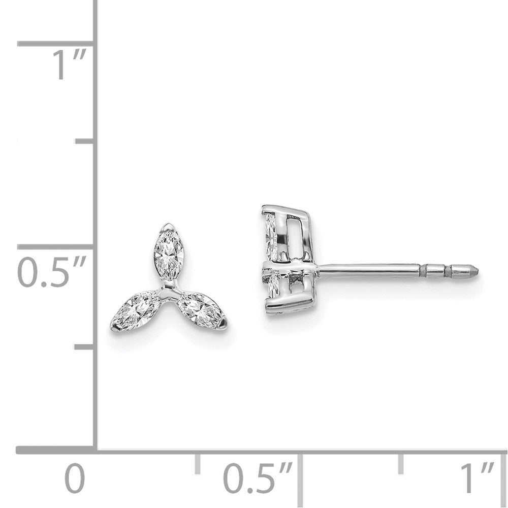14K Weißgold Ohrringe mit 3 Diamanten im Dreieck-Design