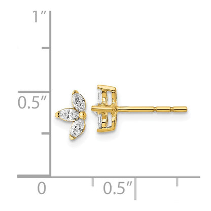 14K Gelbgold Ohrringe mit 3 echten Diamanten im Marquise-Schliff