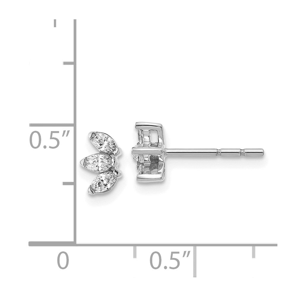 14K Weißgold Ohrringe mit 3 Diamanten im Marquise-Schliff