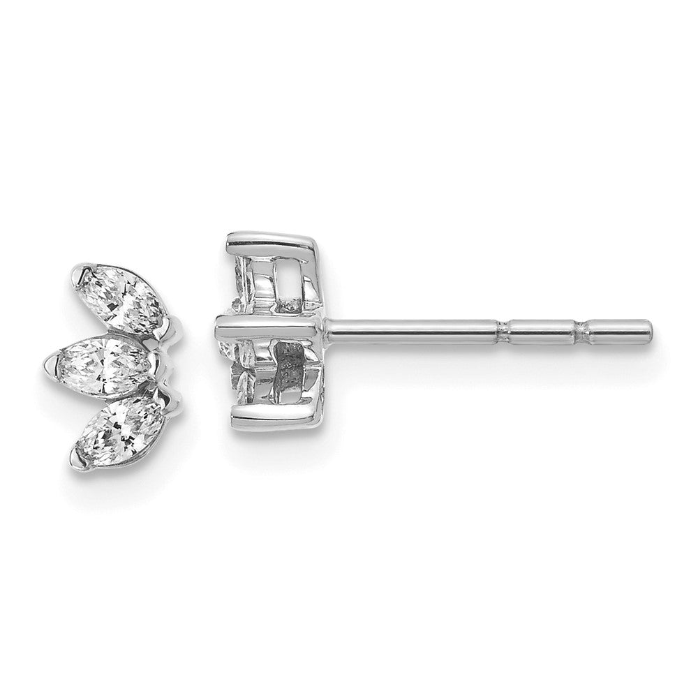 14K Weißgold Ohrringe mit 3 Diamanten im Marquise-Schliff