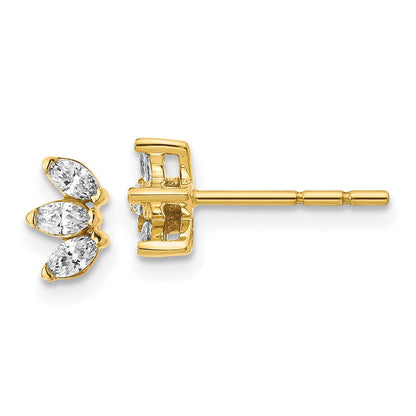 14K Gelbgold Ohrringe mit 3 echten Diamanten im Marquise-Schliff